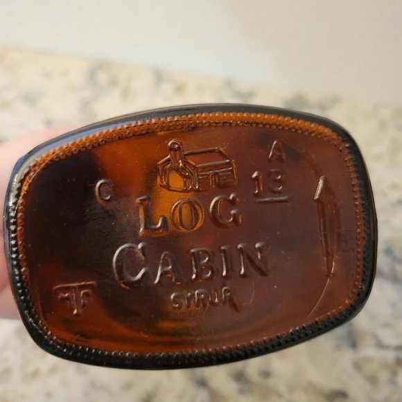 Vintage Log Cabin Syrup Amber Glass Bottle Bicentennial Flask - Flag/Drum/Fife - Picture 4 of 5